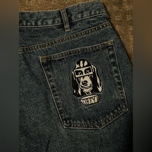 Obey Dark Blue Jeans with Embroidery